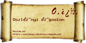 Oszlányi Ágoston névjegykártya
